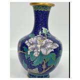 Blue Cloisonné Vase with Floral Motif