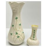 Belleek Irish Porcelain Shamrock Vases