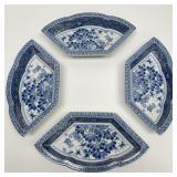 Blue & White Floral Porcelain Divided Serving Tray