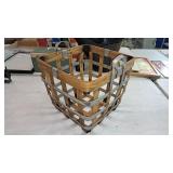 Primitive wooden and metal basket. Approximately