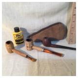 Three Smoking Pipes with Pouch and Sweetner