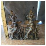 Antique Brass Victorian East Indian Bookends,