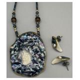 Diane Ceramic? Medalian Bead Necklace + Earrings