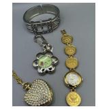 Misc Necklace/Pin/Wrist Watches x 4