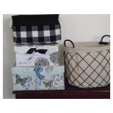 Decorative Boxes, Cloth Tote, Wire Rimmed Basket