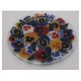 Peggy Karr Signed Fused Glass Flower Platter