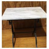 White Marble Top Wrought Iron Side Table