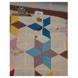 Hand Sewn Star Quilt Top- 68" x 78ï¿½- Some Stains