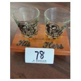 Vintage His & Hers Glasses on a Tray