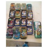 Pokemon Cards & 8 Tin Containers