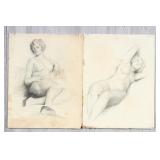 2 Early 20th C Academic Nude Studies Attr Hinckle