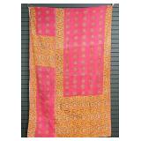 Rajasthani Kantha Quilt, Throw, Blanket Pink