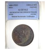 1909-S Peso NNC AU Details Manila Philippines