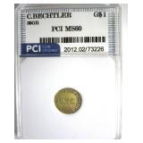 C. Bechtler Gold $1 MS60 30 GR LISTS $15000