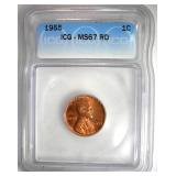 1955 Cent ICG MS67 RD LISTS $800