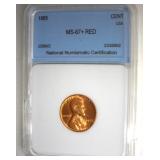 1955 Cent MS67+ RD LISTS $2750