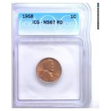 1958 Cent ICG MS67 RD LISTS $425