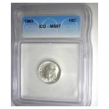 1963 Dime ICG MS67 LISTS $125