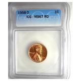 1958-D Cent ICG MS67 RD LISTS $310