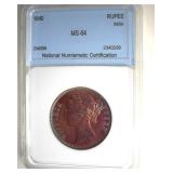 1840 Rupee NNC MS64 20 Year Old Queen Victoria