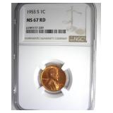 1955-S Cent NGC MS67 RD LISTS $150