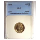 1951-D Nickel MS67 LISTS FOR $250