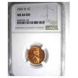 1937-D Cent NGC MS66 RD