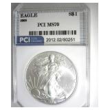 2008 Silver Eagle PCI MS70