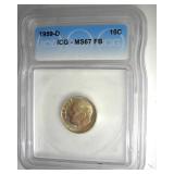 1959-D Dime ICG MS67 FB LISTS $120