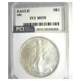 1994 Silver Eagle MS70 LISTS $11000