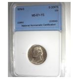 1974-D Nickel MS67+ FS LISTS $1750 IN 67 FS