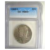 1968-D Kennedy ICG MS66+ LISTS $160