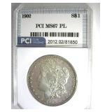 1902 Morgan MS67 PL LSITS $8500 IN 66 PL