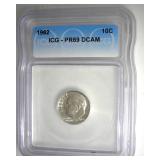 1962 Dime ICG PR69 DCAM LISTS $350