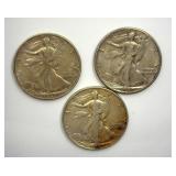 1939-S 1940 1942 Walking Liberty Soft Toning 3pcs