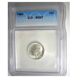 1963 Dime ICG MS67 LISTS $125