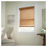 Chestnut Cordless Premium Faux Wood Blinds with 2.