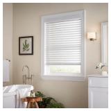 White Cordless Faux Wood Blinds for Windows with 2