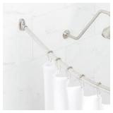 60" Curved Steel Shower Rod with Flanges - Chrome,