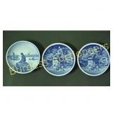 Set of 3 Royal Copenhagen 3 Mini Blue Plates