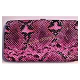 Faux Leather Gator Design Snap Credit Card Wallet