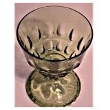 Green Thumbprint Depression Glass Footed Compote