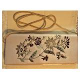 Vtg LANE BRYANT Embroidered Jeweled Clutch Purse