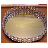 Crystal Cosmetic Trinket Makeup Tray Jewelry 8.5"