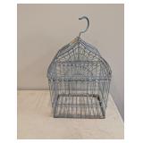 Blue vintage metal bird cage 15 in tall 9 in wide