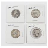 (4) 1939-P 1942-P 1943-P X2 Silver Quarters