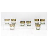(8) Vintage Cera Roman Green Glassware Set