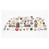 Large Costume Jewelry Ring Lot