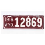 1918 Wyoming Vehicle License Plate