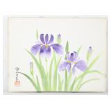 Signed Japanese Iris Painting